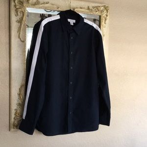 Calvin Klein shirt. Navy blue with white stripe. S
